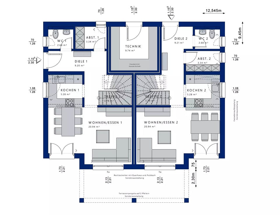 Fertighaus CELEBRATION 192 V4 von Bien-Zenker Schlüsselfertig ab 447384€, Satteldach-Klassiker Grundriss 1
