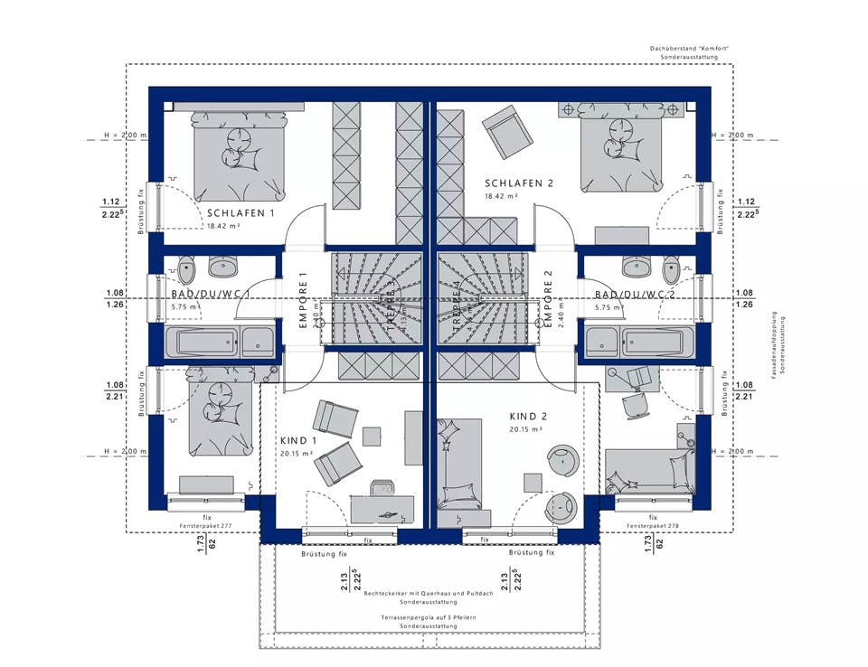 Fertighaus CELEBRATION 192 V4 von Bien-Zenker Schlüsselfertig ab 447384€, Satteldach-Klassiker Grundriss 2
