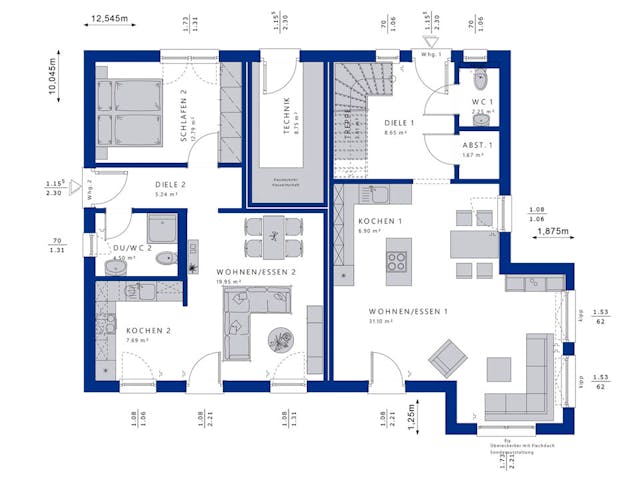 Fertighaus CELEBRATION 207 V2 von Bien-Zenker Schlüsselfertig ab 535074€, Satteldach-Klassiker Grundriss 1