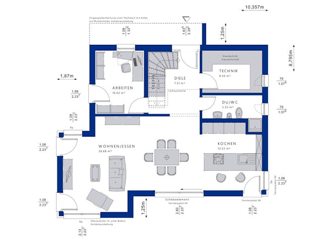 Fertighaus CONCEPT-M 145 Zweibrücken von Bien-Zenker Schlüsselfertig ab 459975€, Stadtvilla Grundriss 1