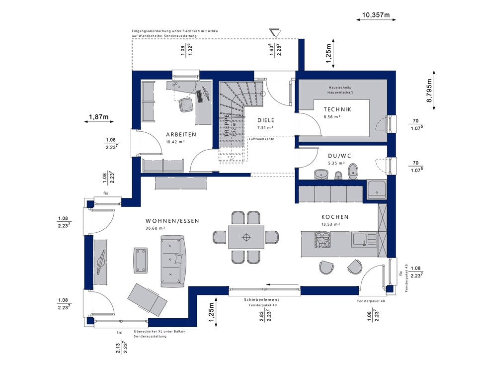 Fertighaus CONCEPT-M 145 Zweibrücken von Bien-Zenker Schlüsselfertig ab 398852€, Stadtvilla Grundriss 1
