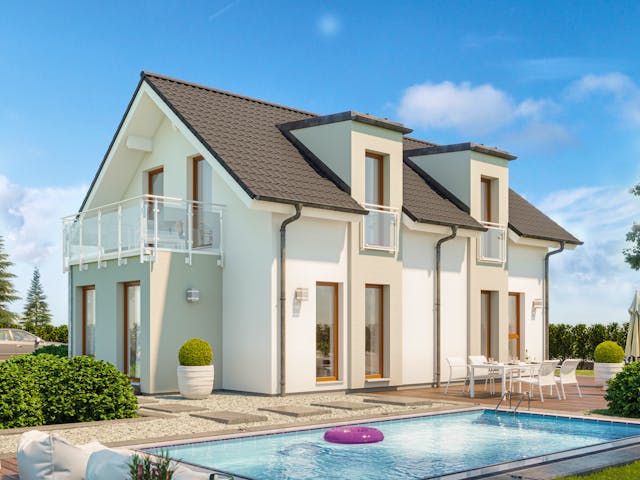 Fertighaus EDITION 120 V2 von Bien-Zenker Schlüsselfertig ab 298684€, Satteldach-Klassiker Außenansicht 1