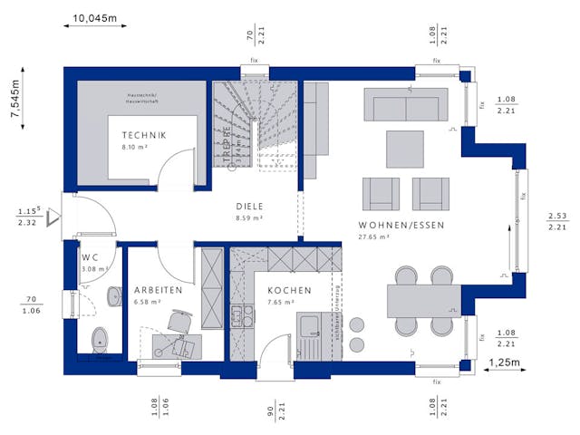 Fertighaus EDITION 123 V5 von Bien-Zenker Schlüsselfertig ab 330951€, Stadtvilla Grundriss 1
