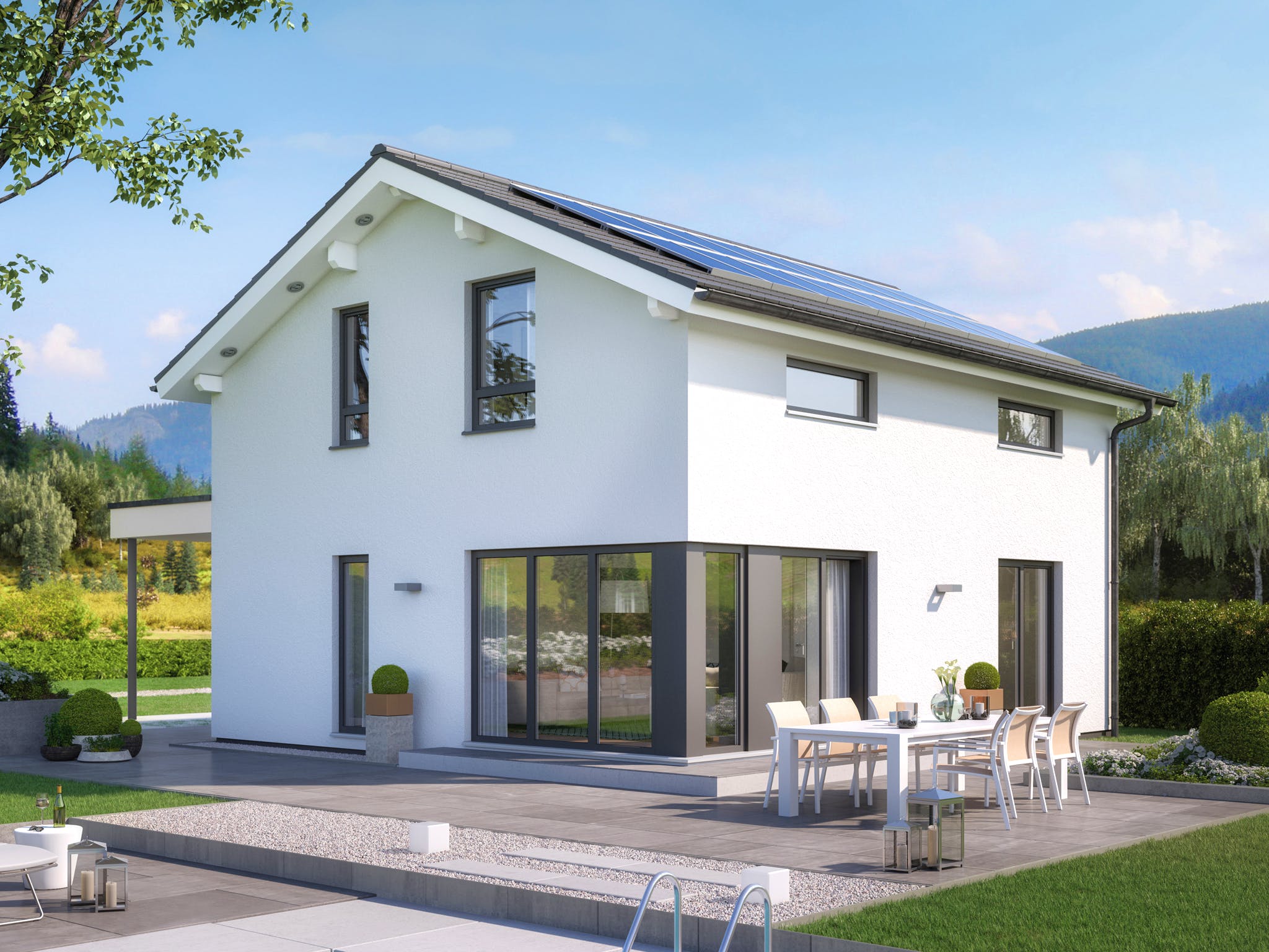 Fertighaus EDITION 125 V4 von Bien-Zenker Schlüsselfertig ab 254131€, Satteldach-Klassiker Außenansicht 1