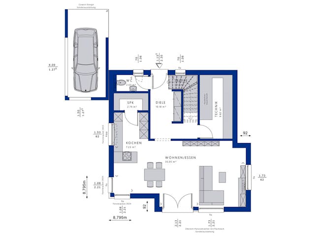 Fertighaus EVOLUTION 124 V3 von Bien-Zenker Schlüsselfertig ab 349093€, Satteldach-Klassiker Grundriss 1
