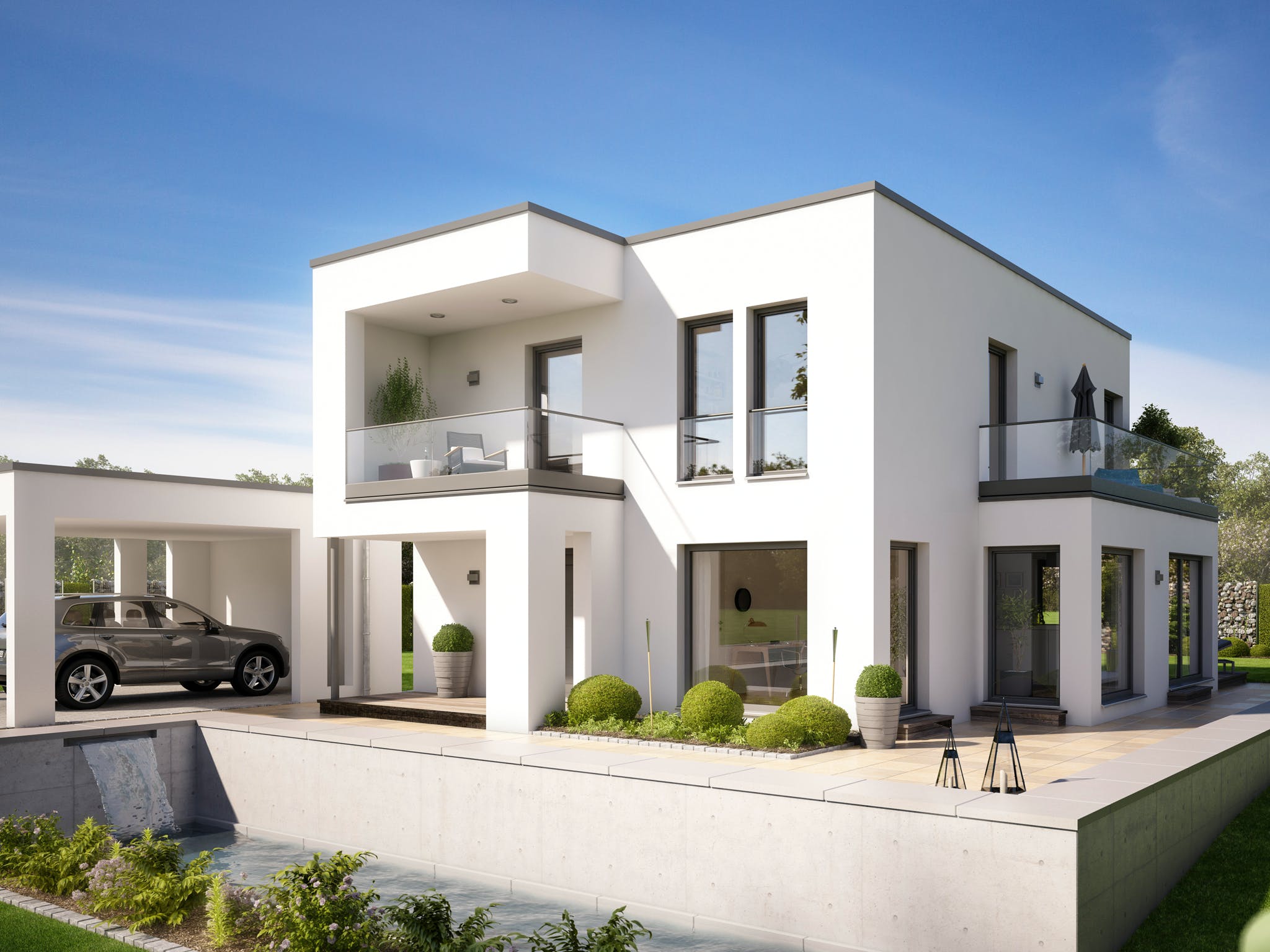Fertighaus EVOLUTION 134 V5 von Bien-Zenker Schlüsselfertig ab 315538€, Cubushaus Außenansicht 1