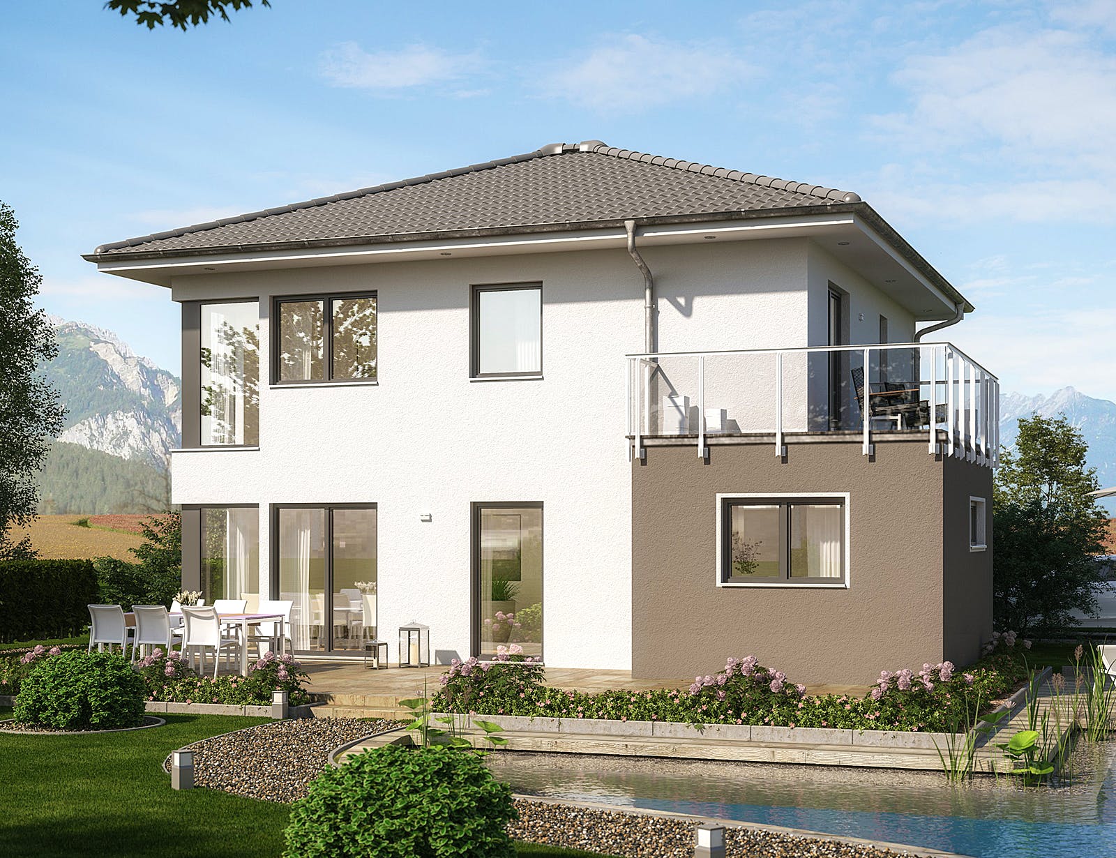 Fertighaus EVOLUTION 136 V4 von Bien-Zenker Schlüsselfertig ab 311335€, Stadtvilla Außenansicht 1