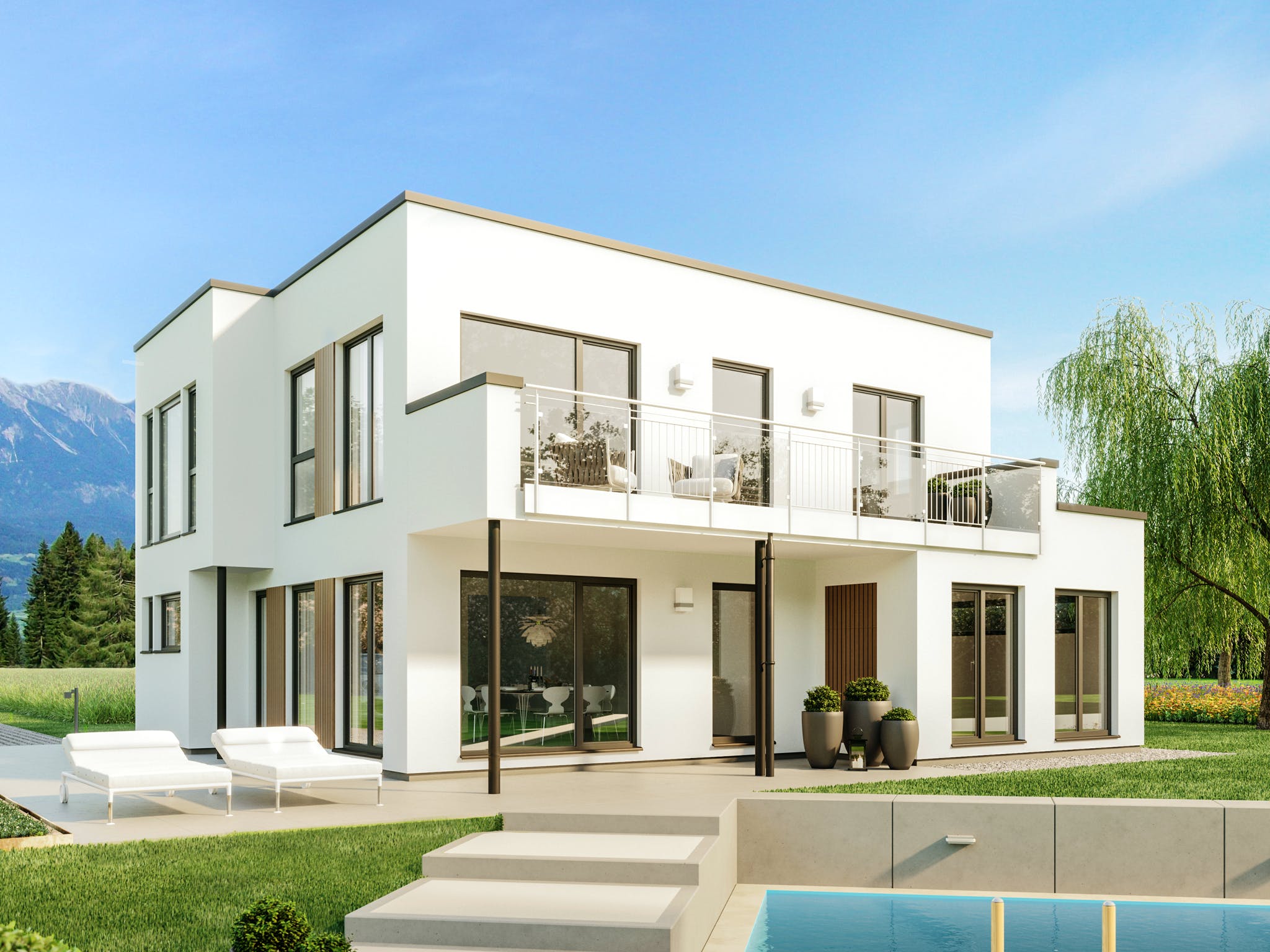 Fertighaus EVOLUTION 152 V7 von Bien-Zenker Schlüsselfertig ab 353630€, Cubushaus Außenansicht 1
