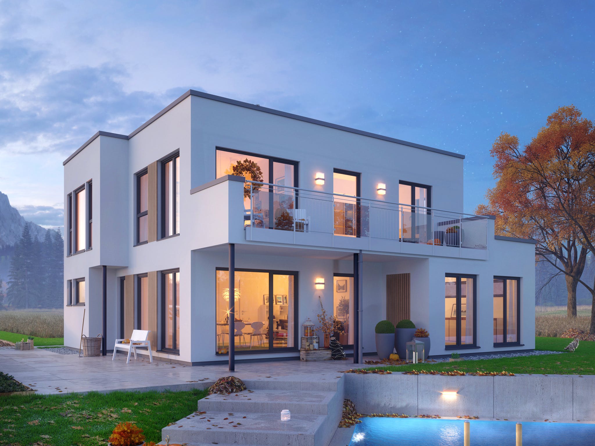 Fertighaus EVOLUTION 152 V7 von Bien-Zenker Schlüsselfertig ab 353630€, Cubushaus Außenansicht 2