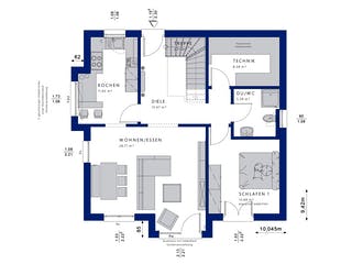 Fertighaus EVOLUTION 152 V4 von Bien-Zenker Schlüsselfertig ab 393800€, Satteldach-Klassiker Grundriss 1