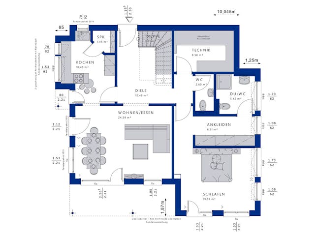 Fertighaus EVOLUTION 152 V7 von Bien-Zenker Schlüsselfertig ab 401942€, Cubushaus Grundriss 1