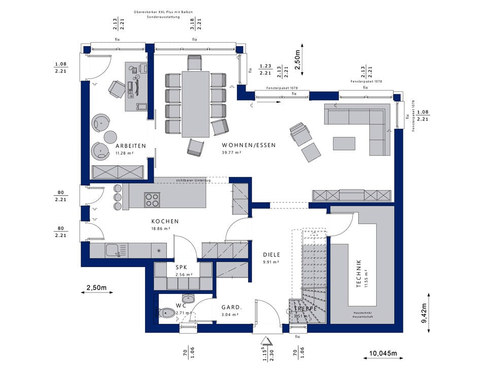 Fertighaus EVOLUTION 154 V4 von Bien-Zenker Schlüsselfertig ab 330015€, Stadtvilla Grundriss 1