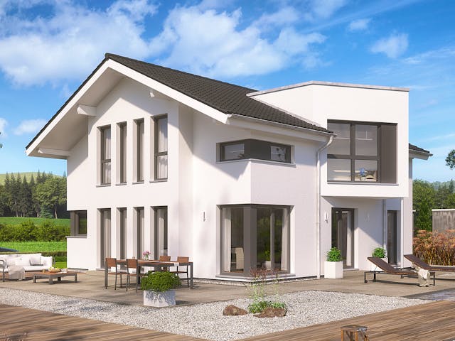 Fertighaus EVOLUTION 161 V3 von Bien-Zenker Schlüsselfertig ab 415446€, Satteldach-Klassiker Außenansicht 1 Fertighaus EVOLUTION 161 V3 von Bien-Zenker Schlüsselfertig ab 415446€, Satteldach-Klassiker Außenansicht 1