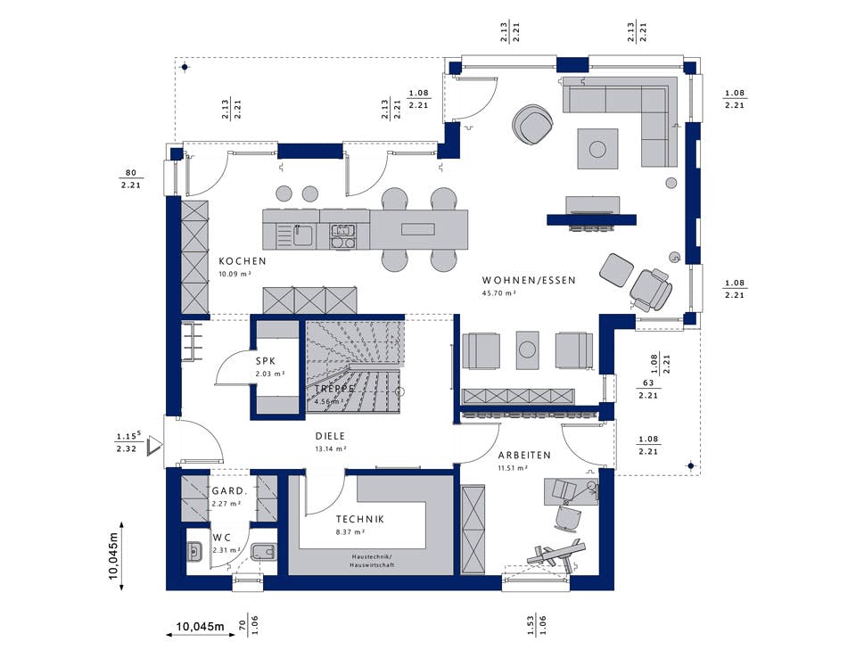 Fertighaus EVOLUTION 161 V5 von Bien-Zenker Schlüsselfertig ab 349243€, Stadtvilla Grundriss 1
