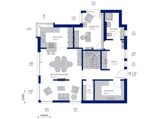 Fertighaus EVOLUTION 163 V4 von Bien-Zenker Schlüsselfertig ab 409797€, Satteldach-Klassiker Grundriss 1