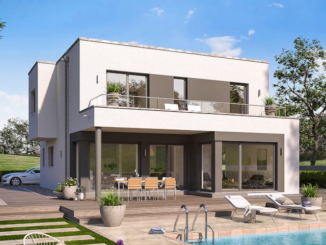 Fertighaus EVOLUTION 163 V5 von Bien-Zenker Schlüsselfertig ab 418037€, Cubushaus Außenansicht 1