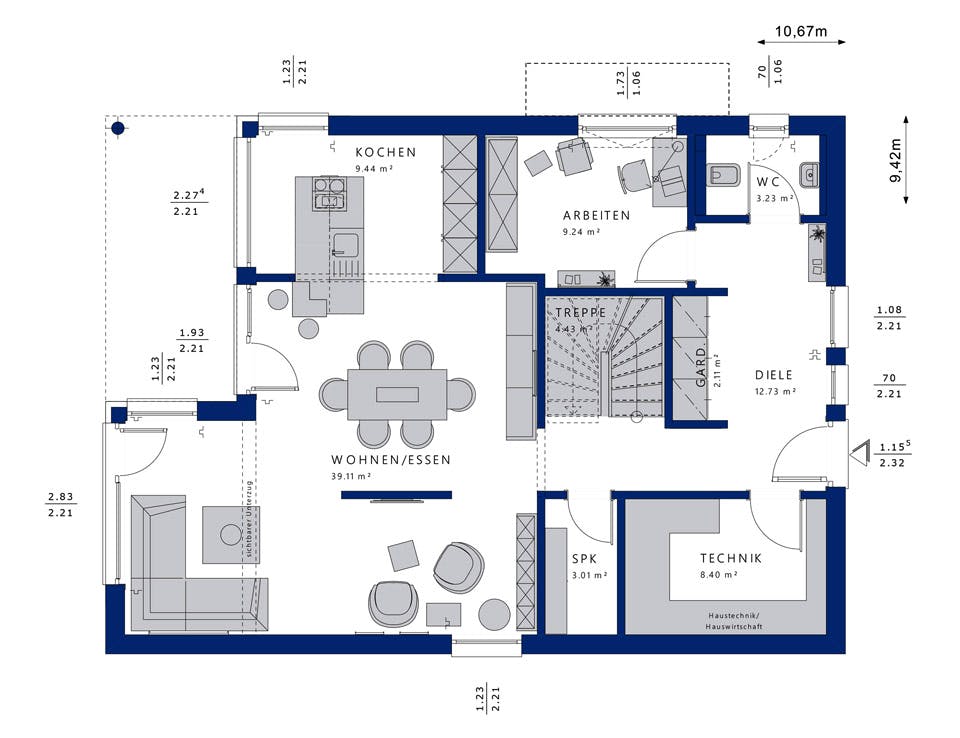 Fertighaus EVOLUTION 163 V5 von Bien-Zenker Schlüsselfertig ab 366244€, Cubushaus Grundriss 1