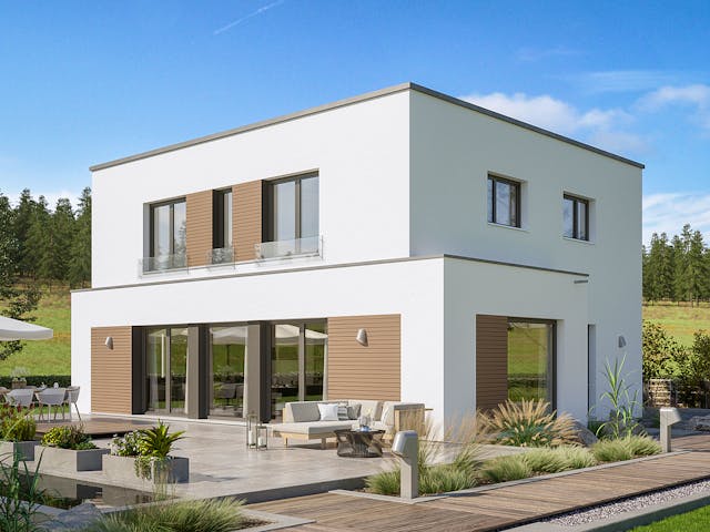 Fertighaus EVOLUTION 164 V5 von Bien-Zenker Schlüsselfertig ab 454345€, Cubushaus Außenansicht 1