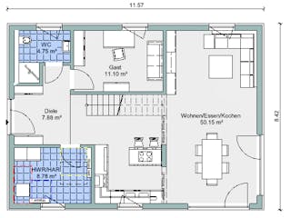 Fertighaus Bestseller Family 160 von BoHolz Haus Schlüsselfertig ab 441288€, Satteldach-Klassiker Grundriss 1