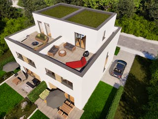 Massivhaus Entwurf FI166 von FAVORIT Massivhaus, Cubushaus Außenansicht 2