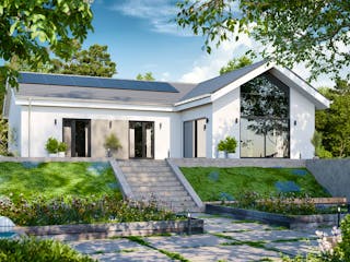 Massivhaus Bungalow 330 von BRALE Bau Schlüsselfertig ab 272600€, Bungalow Außenansicht 3