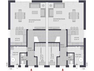 Massivhaus Entwurf FI129 von FAVORIT Massivhaus, Satteldach-Klassiker Grundriss 1