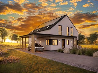 Fertighaus White&Black 165 von WHITE&BLACK Fertighäuser Schlüsselfertig ab 398757€, Satteldach-Klassiker Außenansicht 1