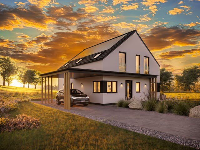 Fertighaus White&Black 165 von WHITE&BLACK Fertighäuser Schlüsselfertig ab 398757€, Satteldach-Klassiker Außenansicht 1