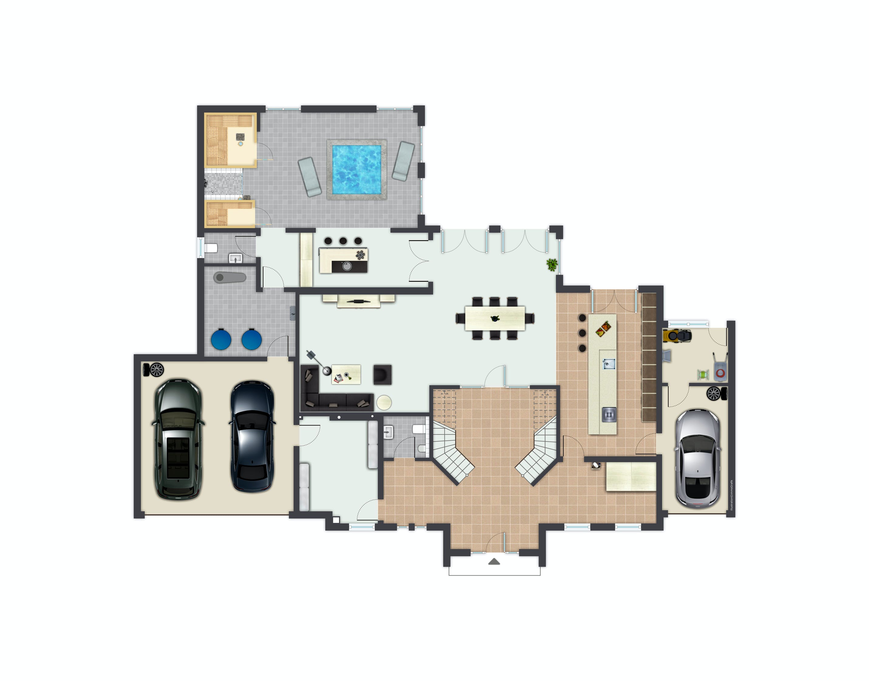 Fertighaus Cannstatt von GUSSEK HAUS Schlüsselfertig ab 1110200€, Stadtvilla Grundriss 1