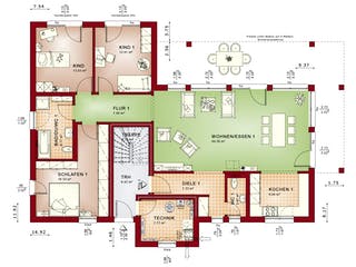 Fertighaus CELEBRATION 282 V3 von Bien-Zenker Schlüsselfertig ab 447948€, Satteldach-Klassiker Grundriss 1