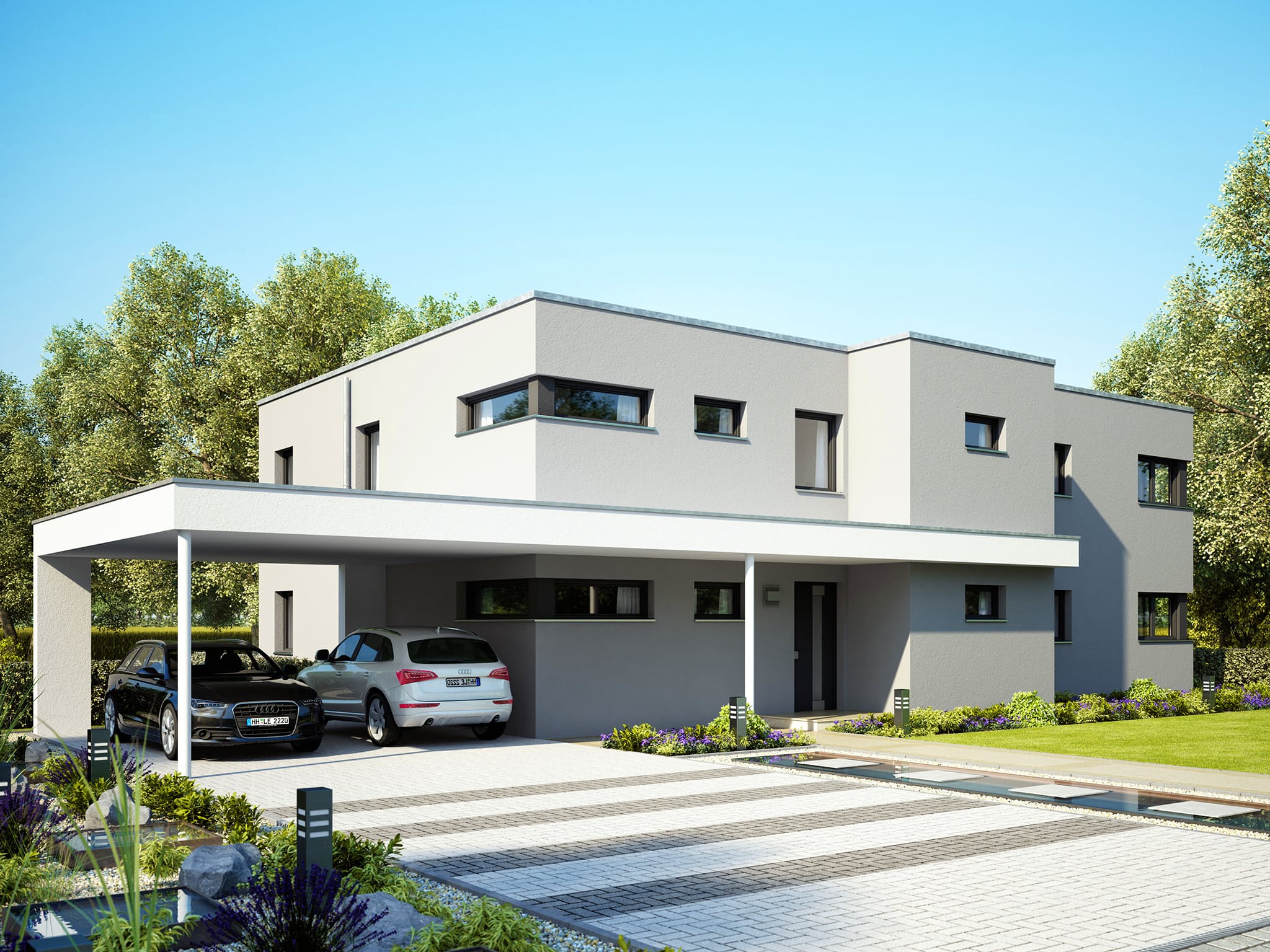 Fertighaus CELEBRATION 282 V3 von Bien-Zenker Schlüsselfertig ab 605667€, Cubushaus Außenansicht 1