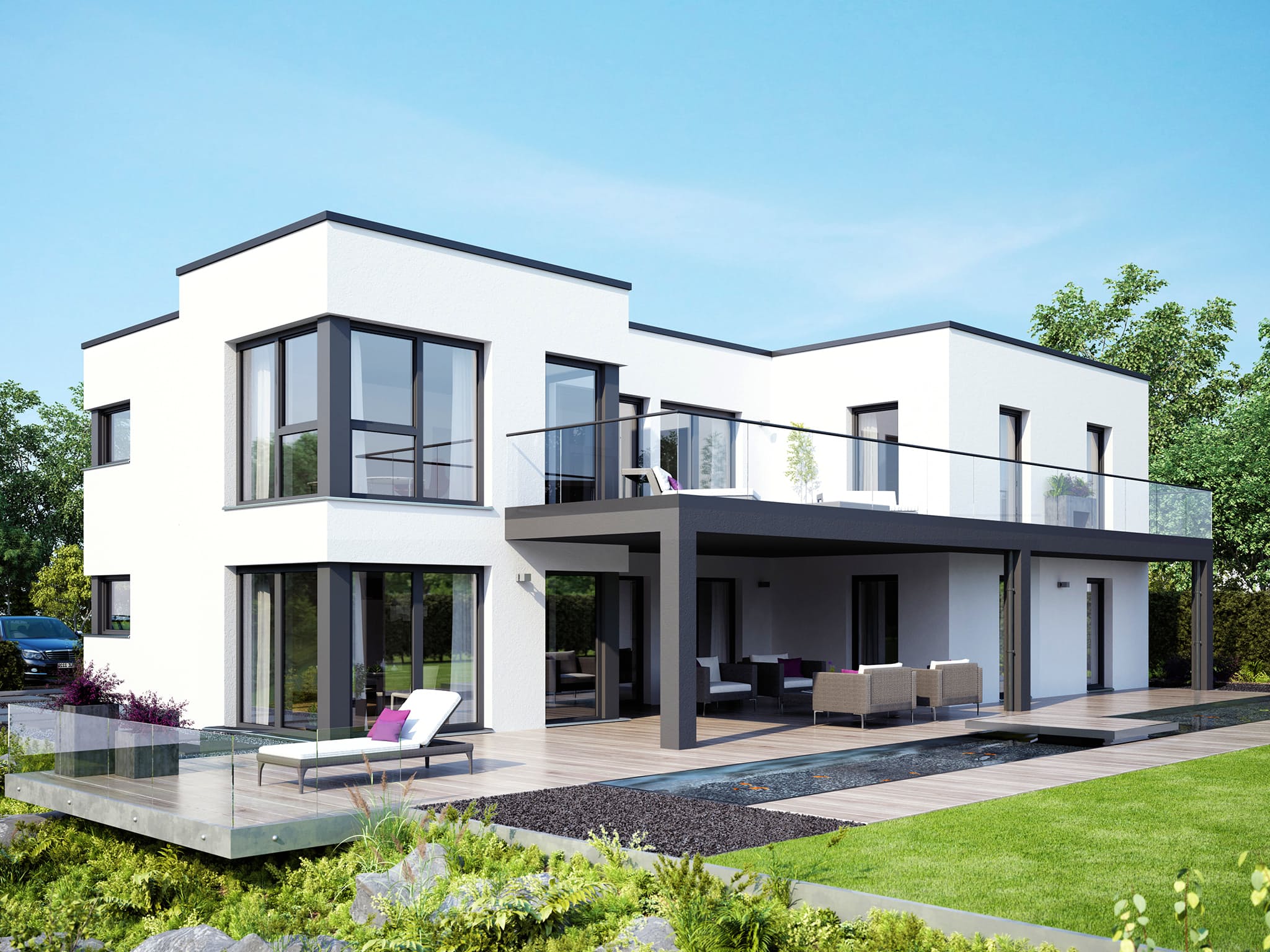 Fertighaus CELEBRATION 282 V4 von Bien-Zenker Schlüsselfertig ab 605667€, Cubushaus Außenansicht 1