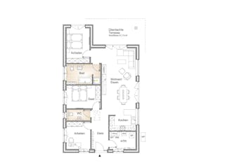Massivhaus BUNGALOW 120-2 von Kähler Massivhaus Schlüsselfertig ab 336230€, Bungalow Grundriss 1