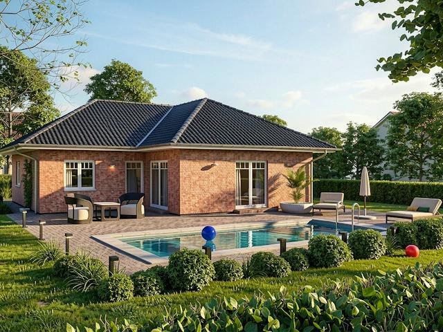 Massivhaus Granitz von TIMOWA Massivhäuser Schlüsselfertig ab 275900€, Bungalow Außenansicht 1