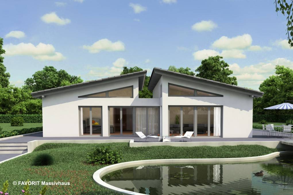 Massivhaus Chalet 135 von Favorit Massivhaus Schlüsselfertig ab 418660€, Bungalow Außenansicht 1