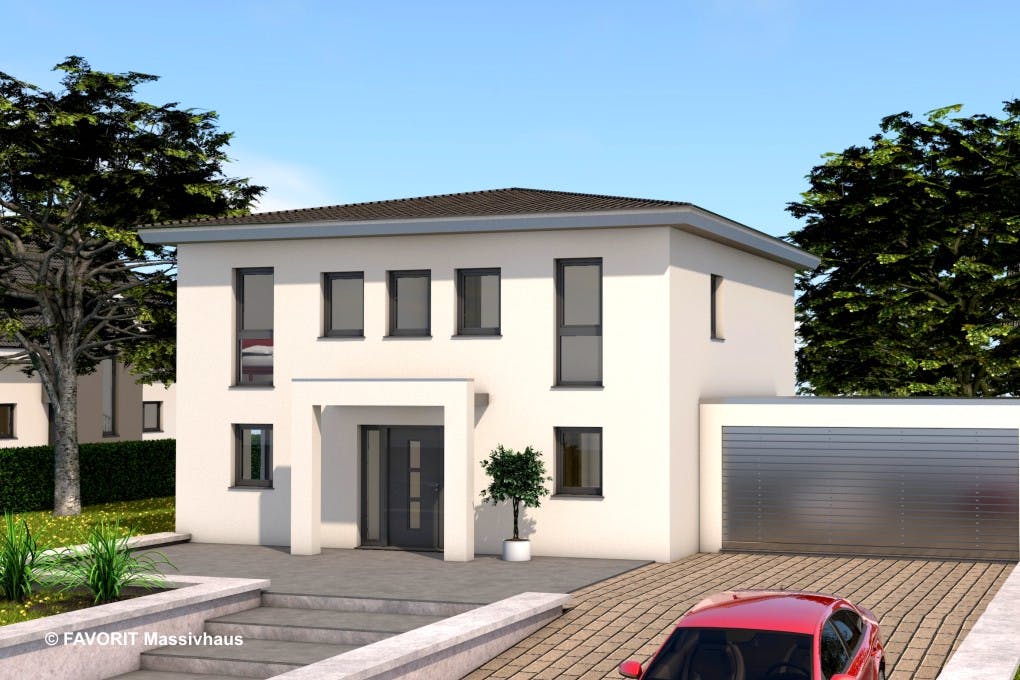 Massivhaus Citylife 143 von Favorit Massivhaus Schlüsselfertig ab 382970€, Stadtvilla Außenansicht 2