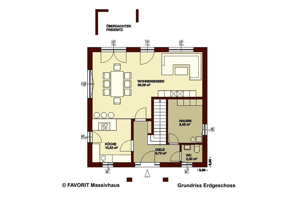 Massivhaus Citylife 143 von Favorit Massivhaus Schlüsselfertig ab 382970€, Stadtvilla Grundriss 1