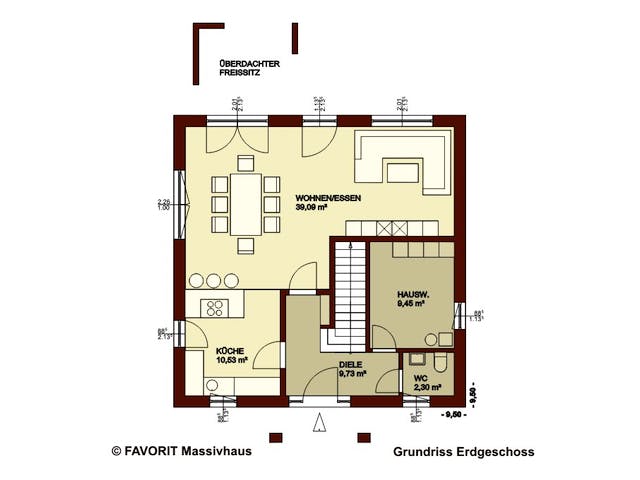 Massivhaus Citylife 143 von FAVORIT Massivhaus Schlüsselfertig ab 368250€, Stadtvilla Grundriss 1