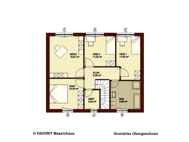 Massivhaus Citylife 147 von FAVORIT Massivhaus Schlüsselfertig ab 344520€, Satteldach-Klassiker Grundriss 2