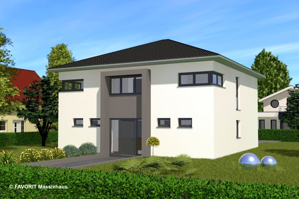 Massivhaus Citylife 178 von Favorit Massivhaus Schlüsselfertig ab 471140€, Stadtvilla Außenansicht 2