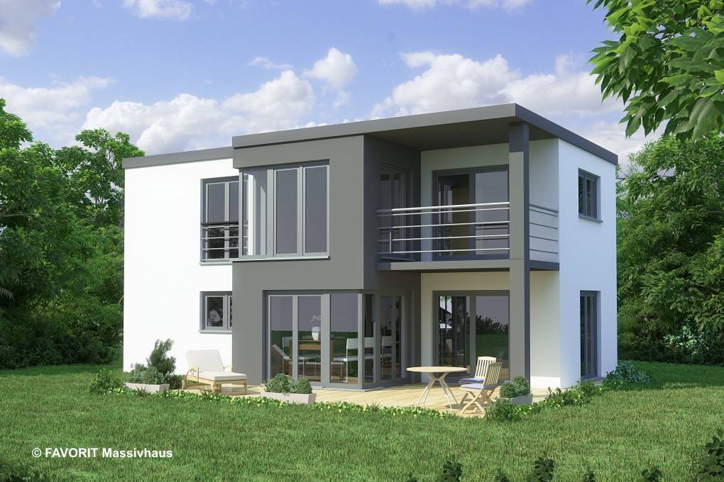 Massivhaus Concept Design 108 von Favorit Massivhaus Schlüsselfertig ab 325410€, Cubushaus Außenansicht 1