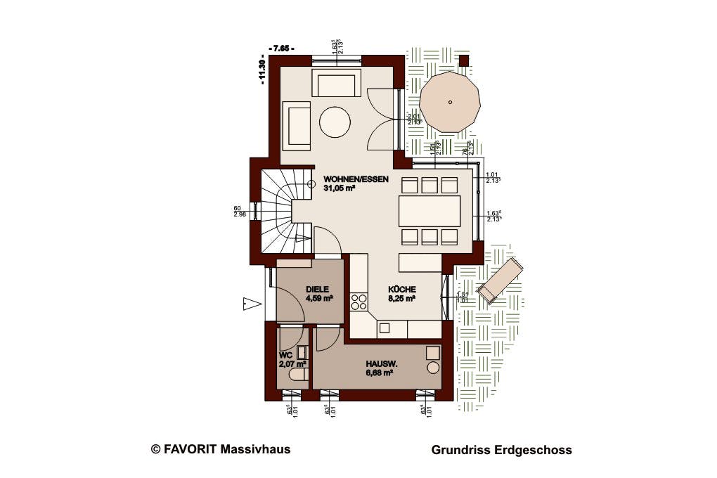 Massivhaus Concept Design 108 von Favorit Massivhaus Schlüsselfertig ab 325410€, Cubushaus Grundriss 1