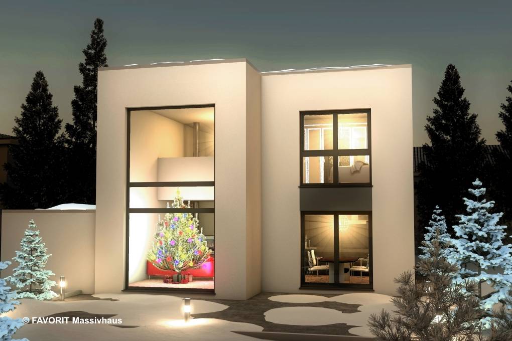 Massivhaus Concept Design 149 von Favorit Massivhaus Schlüsselfertig ab 386360€, Cubushaus Außenansicht 2
