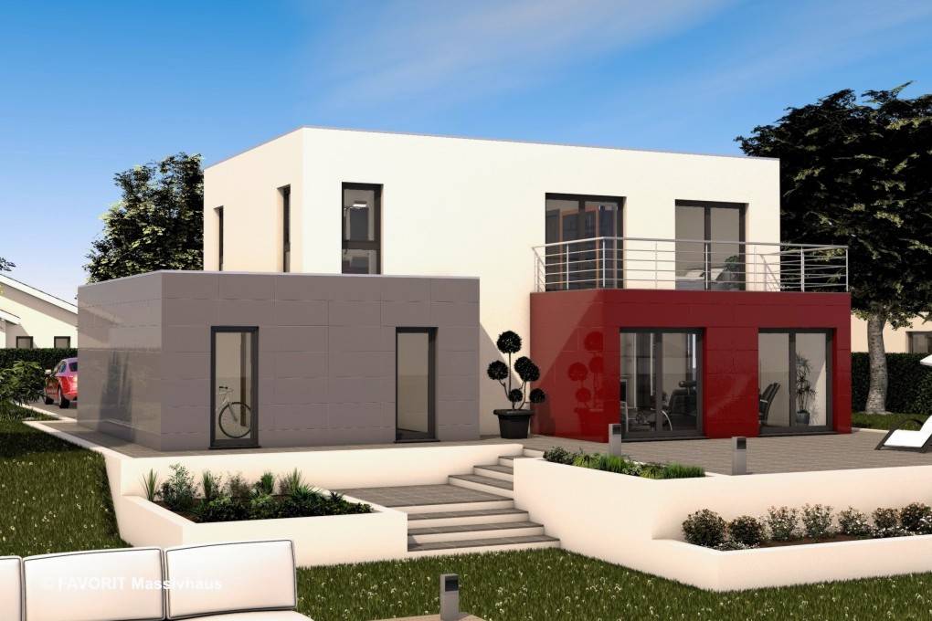 Massivhaus Concept Design 162 von Favorit Massivhaus Schlüsselfertig ab 437470€, Cubushaus Außenansicht 1