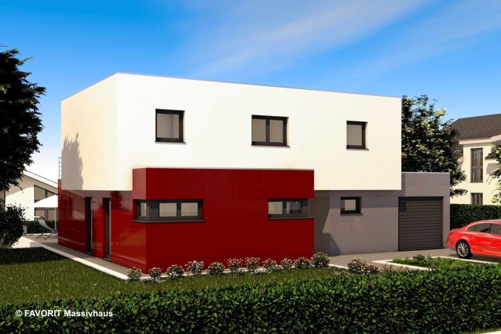 Massivhaus Concept Design 162 von Favorit Massivhaus Schlüsselfertig ab 437470€, Cubushaus Außenansicht 2