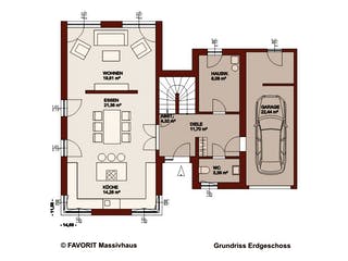 Massivhaus Concept Design 162 von FAVORIT Massivhaus, Cubushaus Grundriss 1