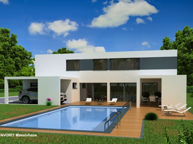 Massivhaus Concept Design 198 von FAVORIT Massivhaus Schlüsselfertig ab 497270€, Cubushaus Außenansicht 1