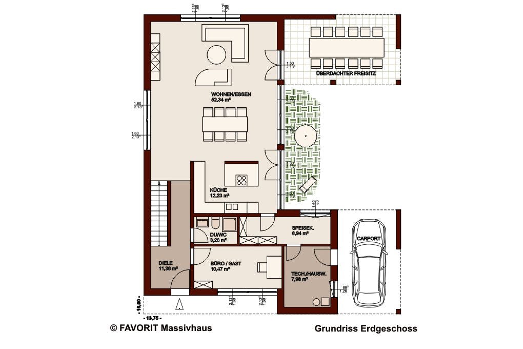 Massivhaus Concept Design 198 von Favorit Massivhaus Schlüsselfertig ab 517160€, Cubushaus Grundriss 1