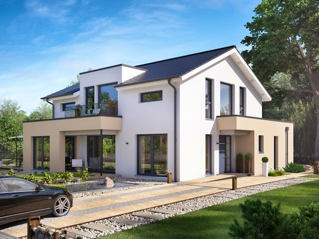 Fertighaus CONCEPT-M 155 Leipzig von Bien-Zenker Schlüsselfertig ab 475686€, Satteldach-Klassiker Außenansicht 1