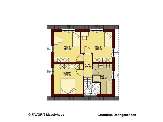 Massivhaus Creativ Sun 116 von Favorit Massivhaus Schlüsselfertig ab 314930€, Pultdachhaus Grundriss 2